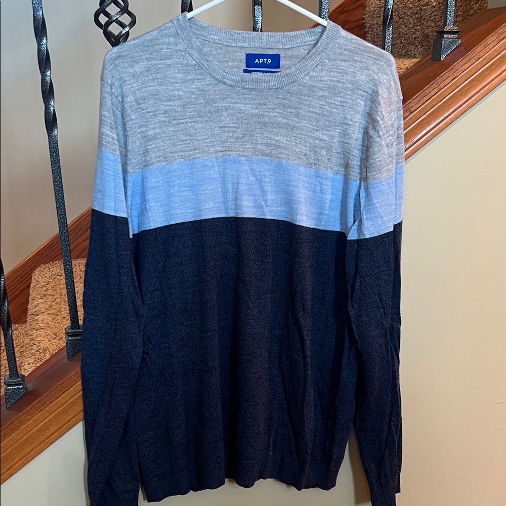Apt. 9 Men's Gray, Blue & Navy Colorblock Crewneck Sweater